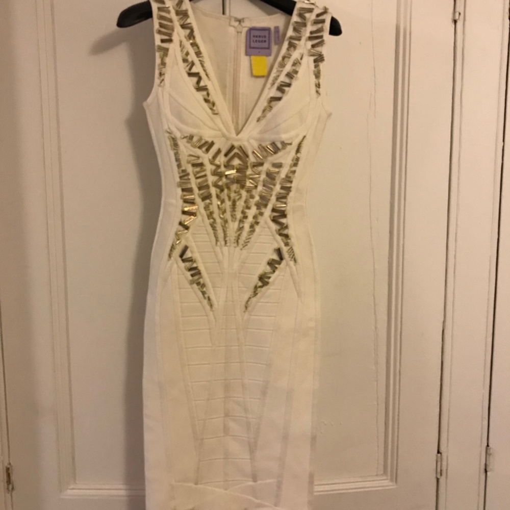 Herve Leger Bandage Dress with Beadwork